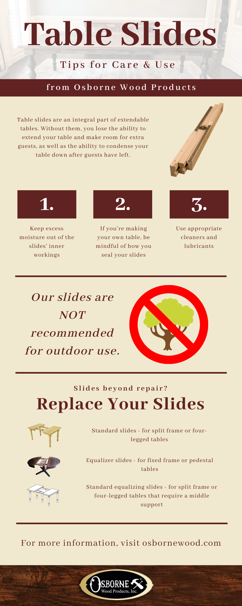 Table Slides Tips for Care and Use