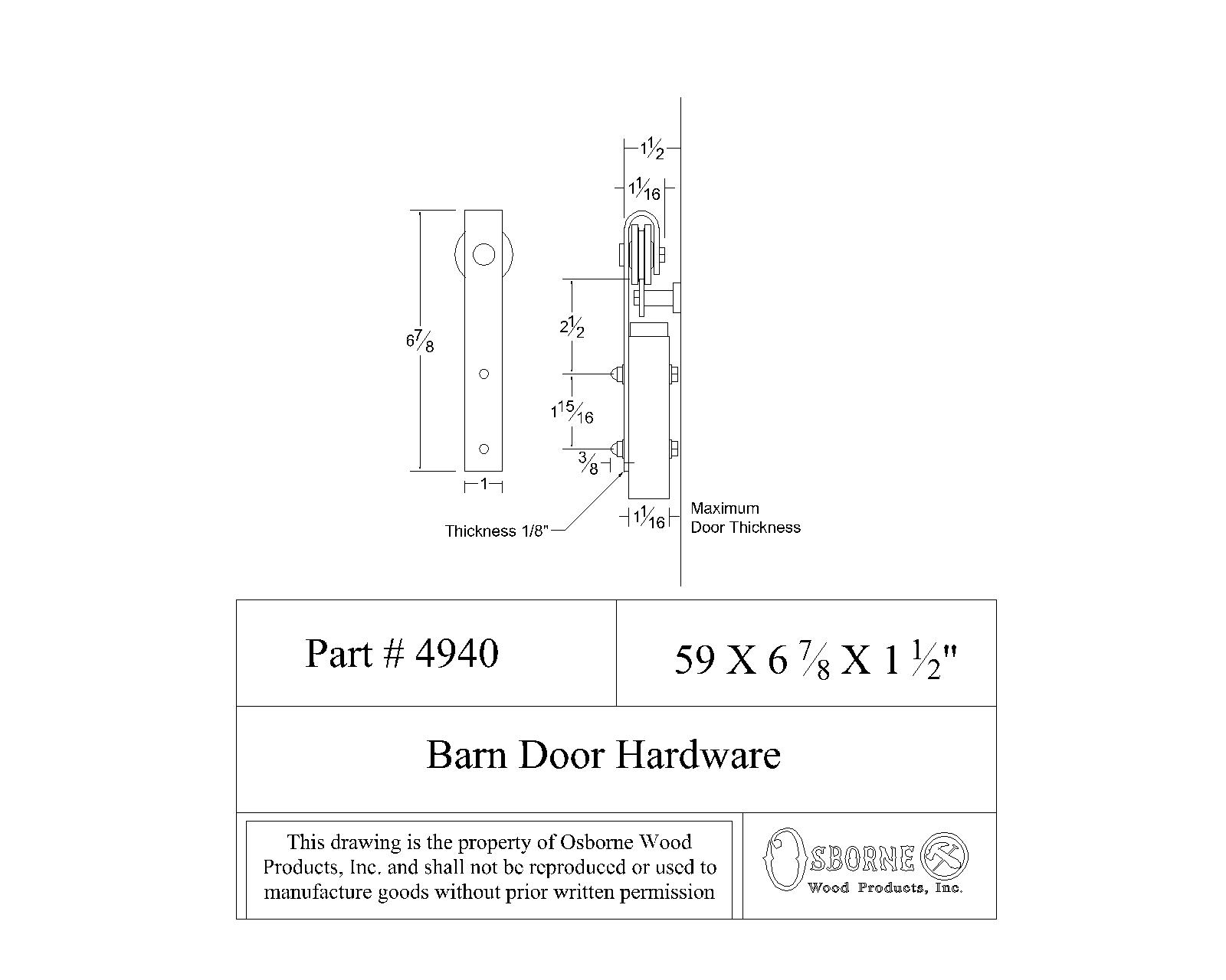 Osborne Wood Barn Door Hardware CAD Drawings
