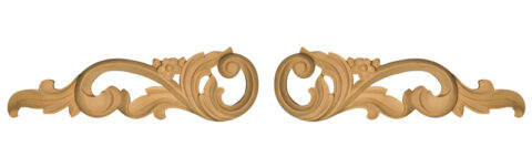 Osborne Wood | Hand Carved Clipped Scrolls Left and Right Pair