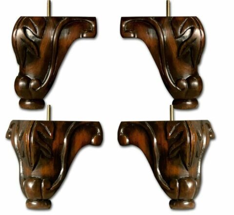SOLD AS A SET OF FOUR~Carved Sofa Legs with Walnut Finish