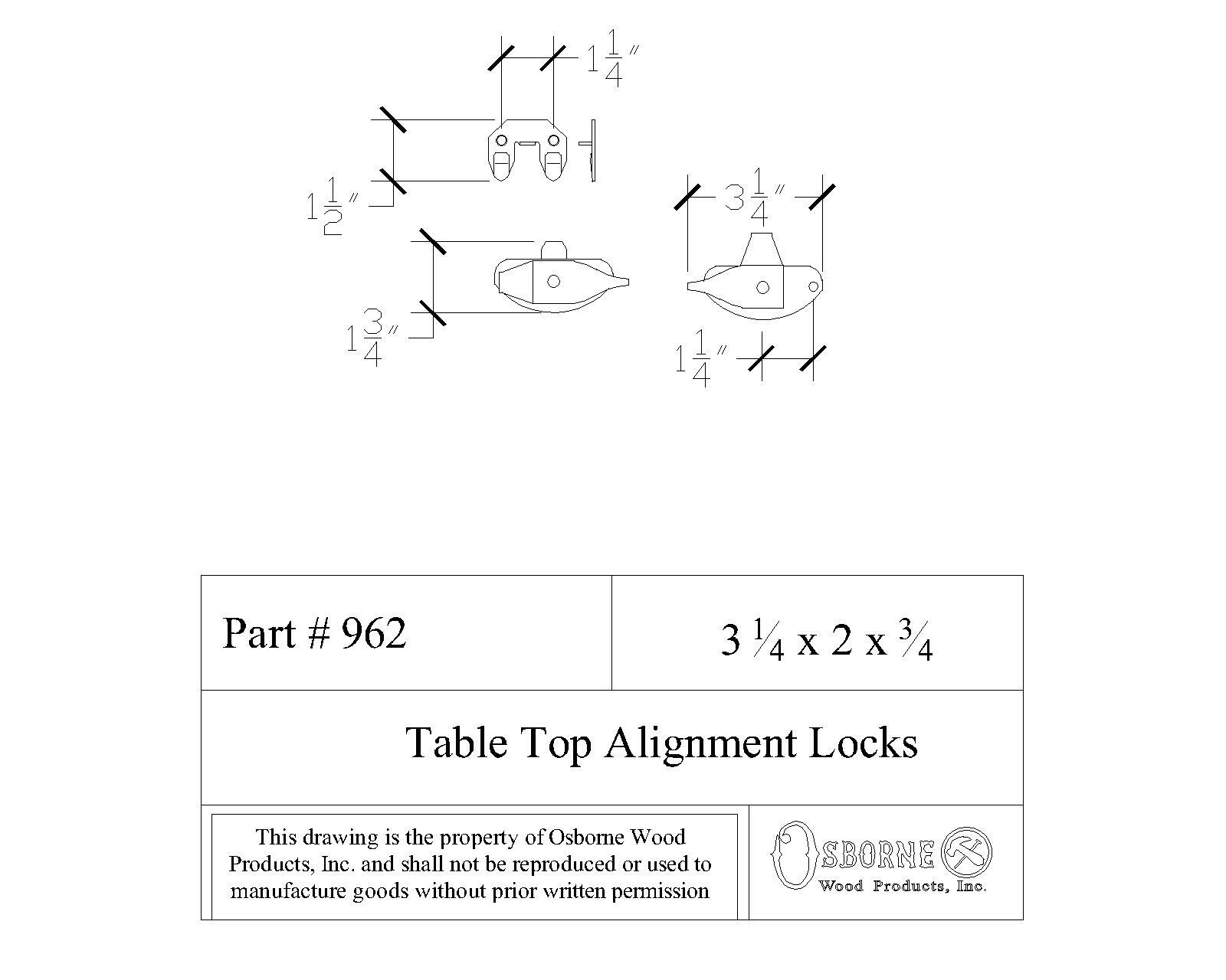 Osborne Wood Table Top Alignment Locks