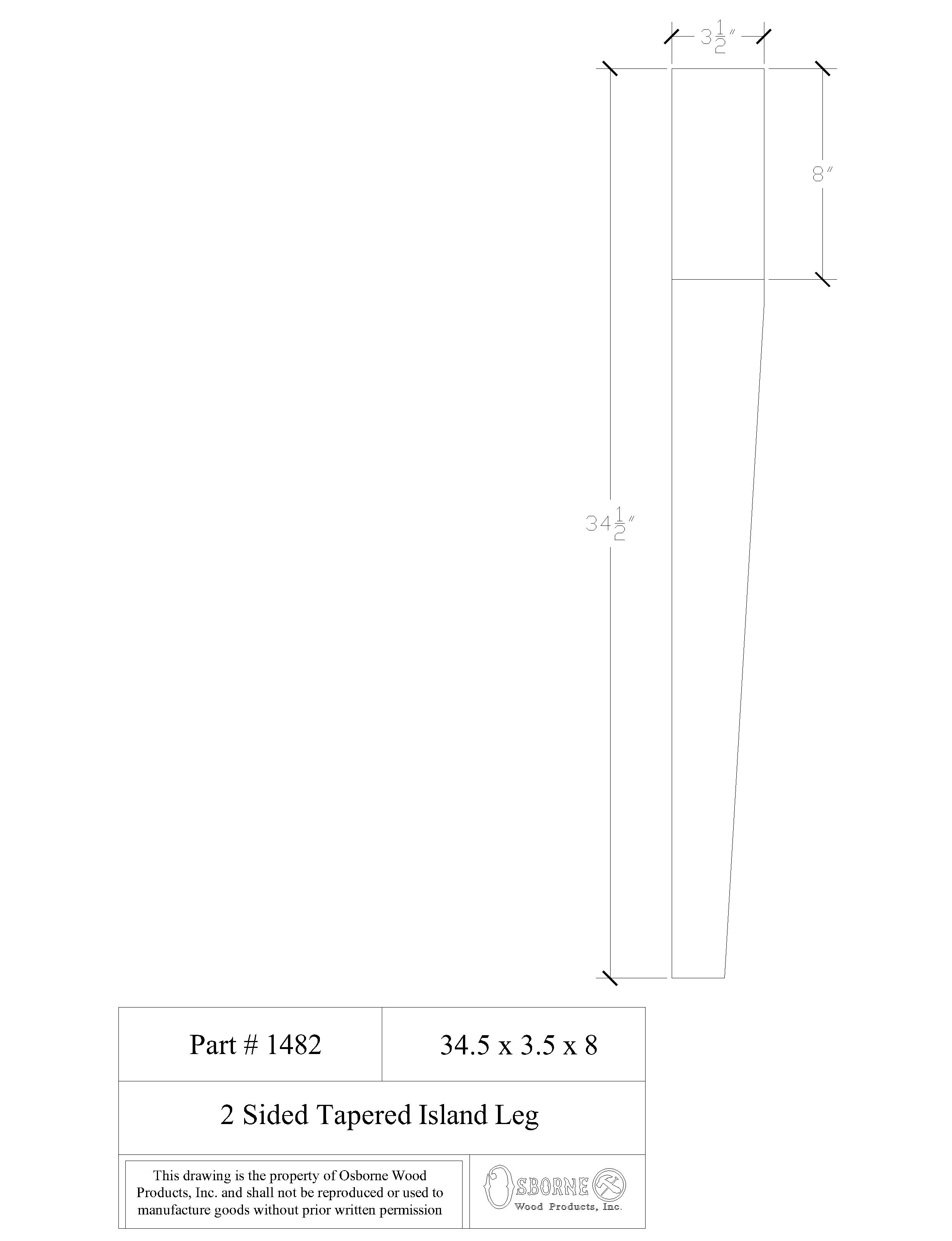 Osborne Wood Straight Tapered Island Leg (2 Sided Taper)