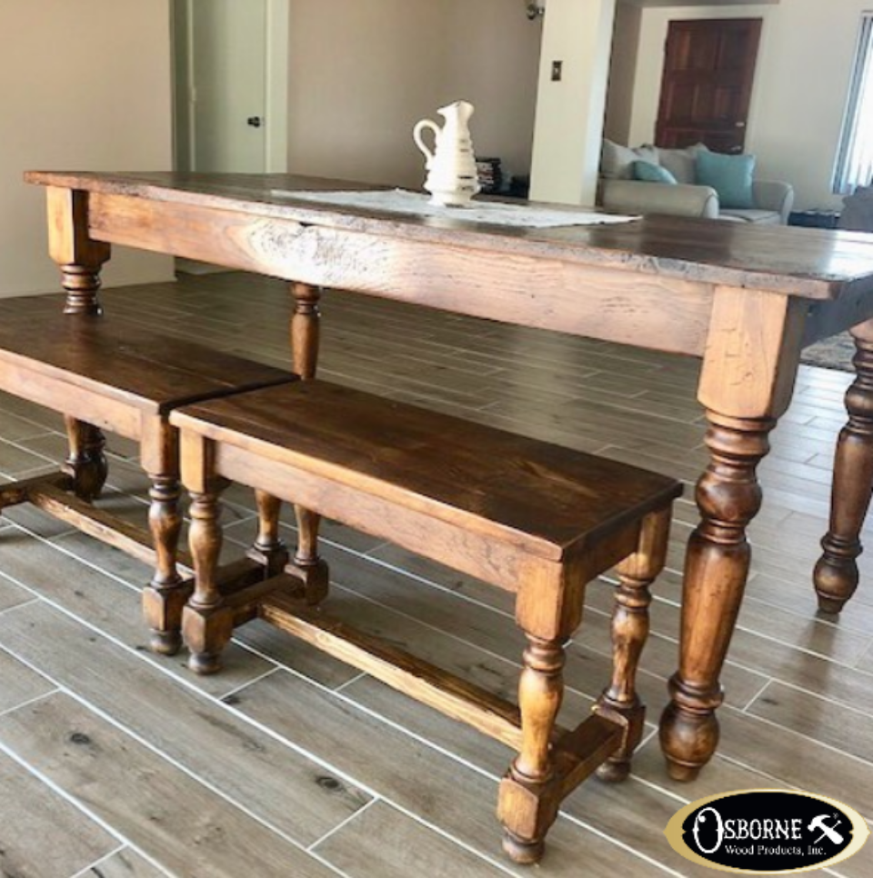 29" Massive Unfinished Farmhouse Table Legs, Turned Table Legs, Wood